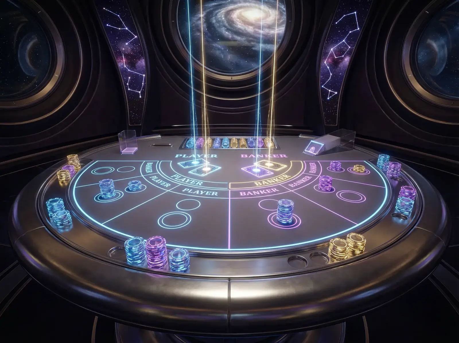 彩票平台真人百家乐全息投影牌桌俯视图